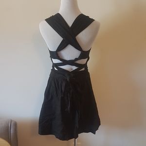 French Connection Crinkle Black Dress Exposed Back